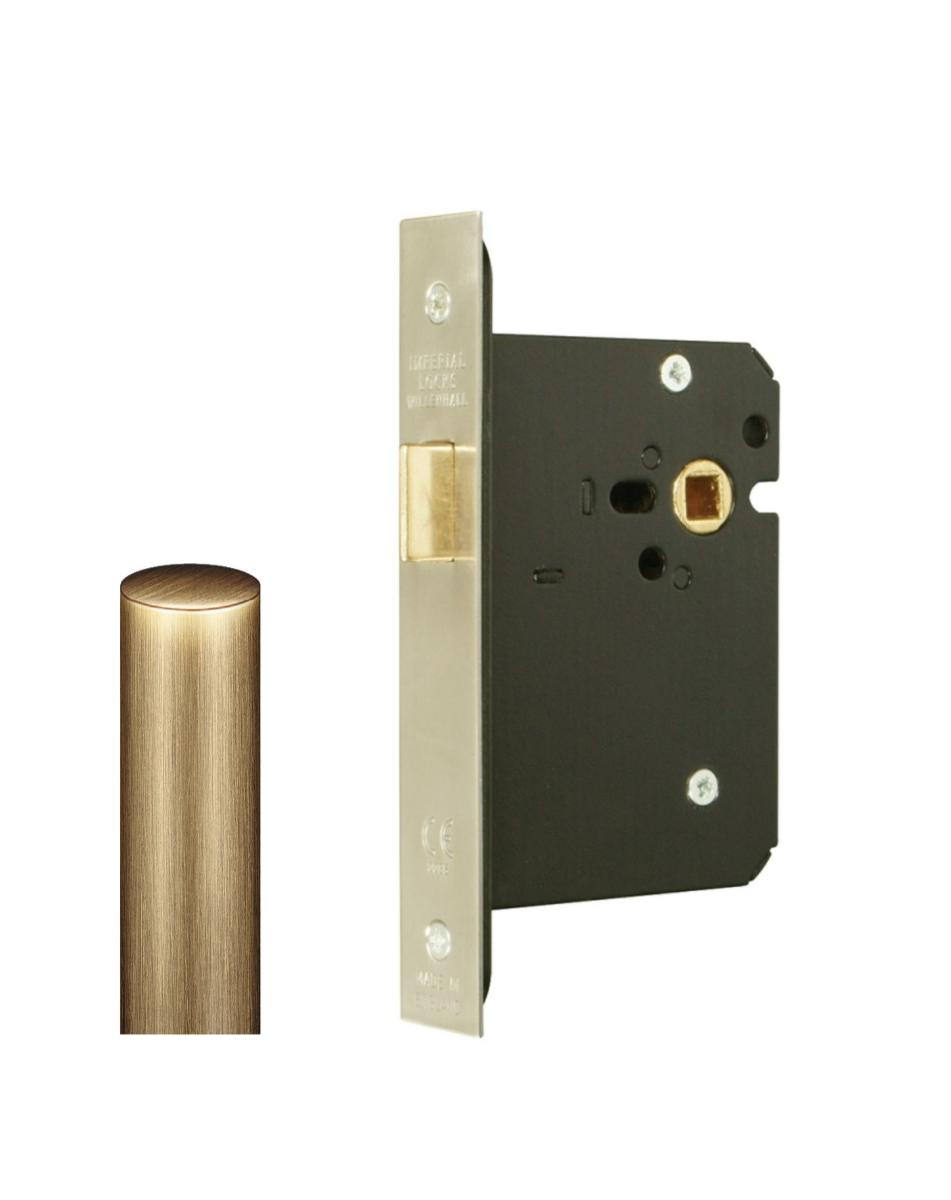 Mortice Upright Latch-76mm Case -57mm Backset G4053 By Imperial Locks Antique Brass G4053-76-AB