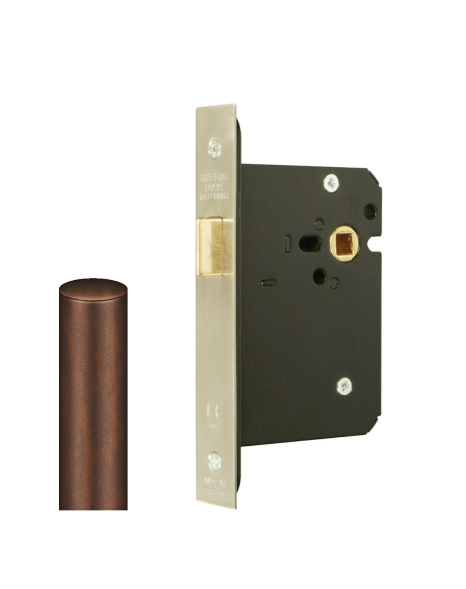 Mortice Upright Latch-63mm Case -45mm Backset G4053 By Imperial Locks Imitation Bronze G4053-63-IBMA