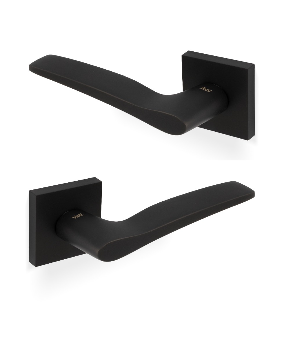 Marius Schreyer Lever Door Handle On Square Rose (Otello) Matt Black PVD H1018SQMBPVD Eurospec
