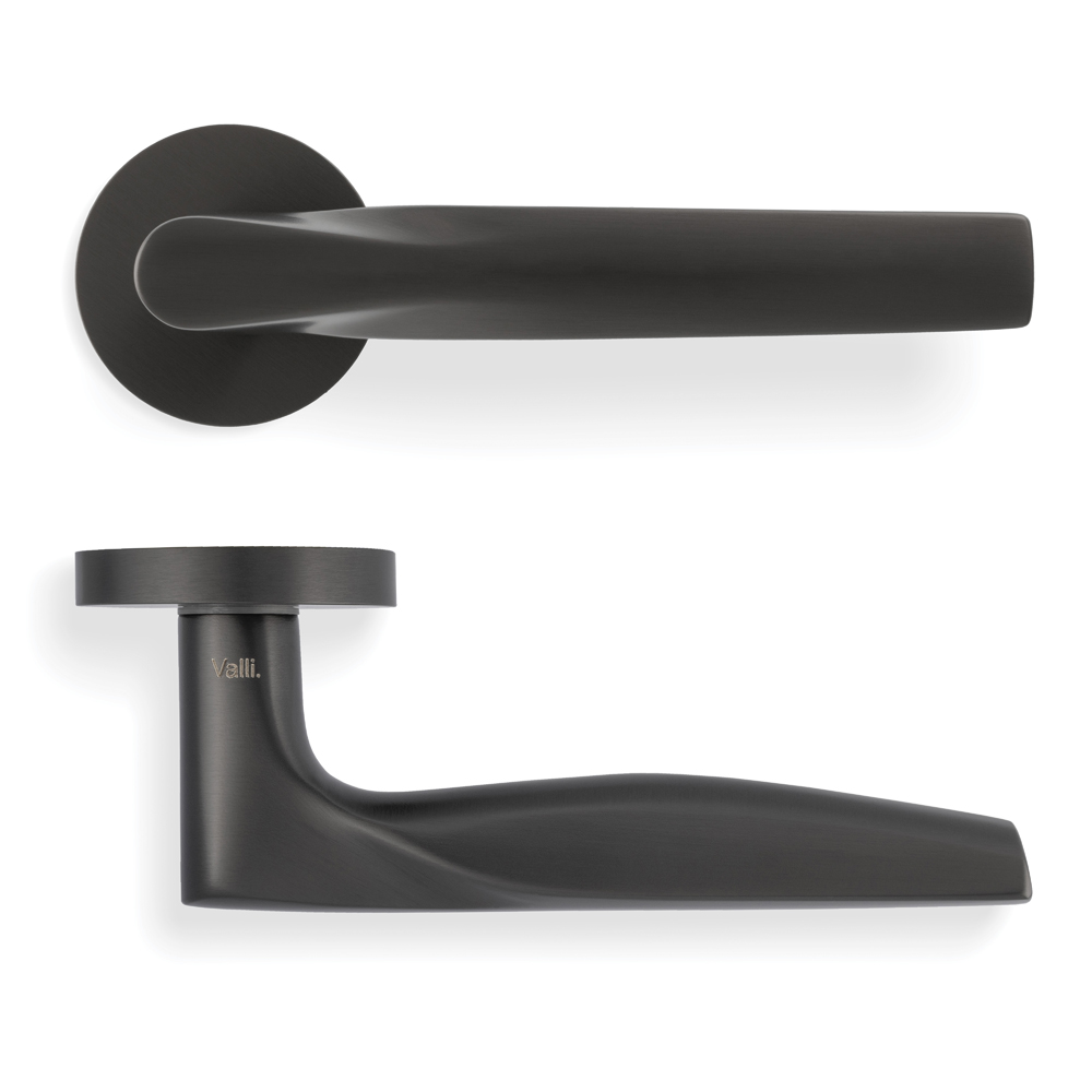 Som New York Lever Door Handle On Round Rose Dark Bronze PVD H359EDPVD Eurospec