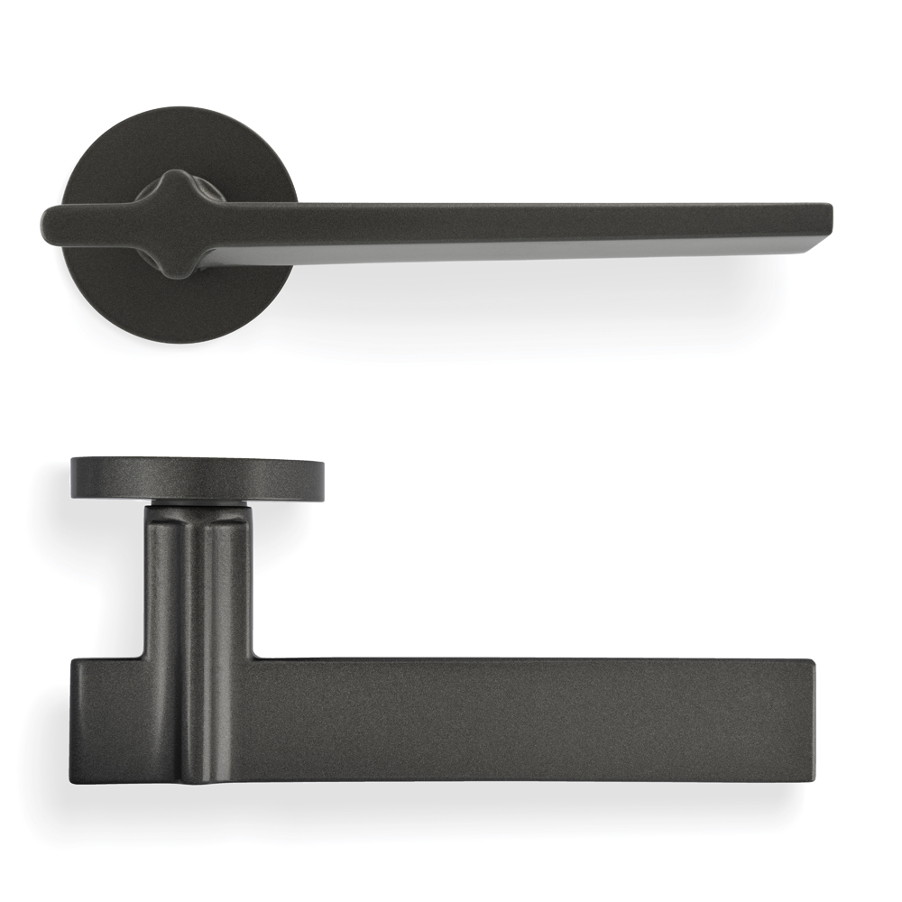 Yabu Pushelberg Lever Door Handle On Round Rose Anthracite H378ANT Eurospec