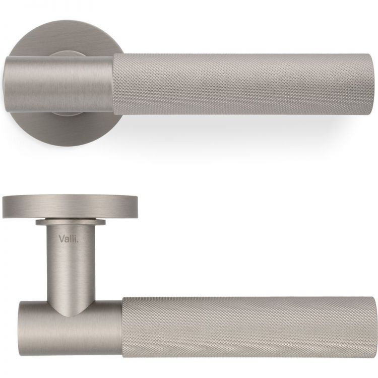 Antonio Citterio Lever Door Handle On Round Rose (Zigrinato) Satin Nickel PVD H379SNPVD Eurospec