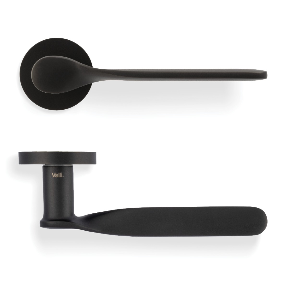Perkins&Will Lever Door Handle On Round Rose Matt Black PVD H383MBPVD Eurospec