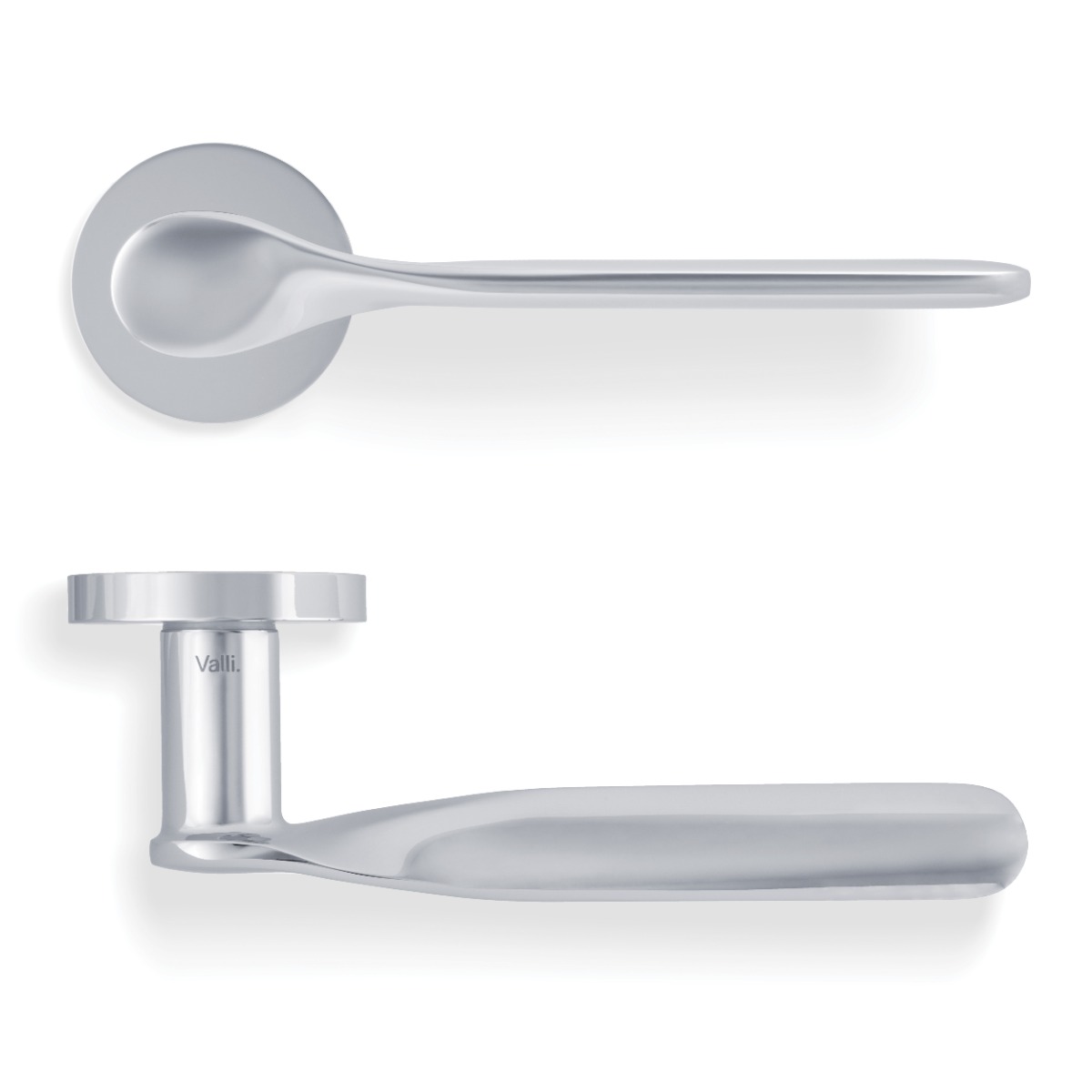 Perkins&Will Lever Door Handle On Round Rose Polished Chrome PVD H383PCPVD Eurospec