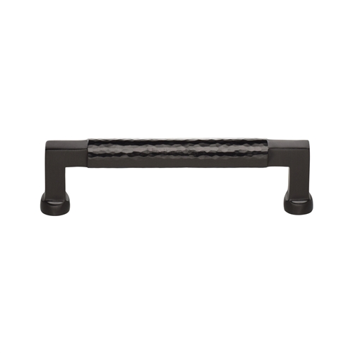 Heritage Brass Cabinet Pull Bauhaus Hammered Design 128mm CTC Matt Bronze