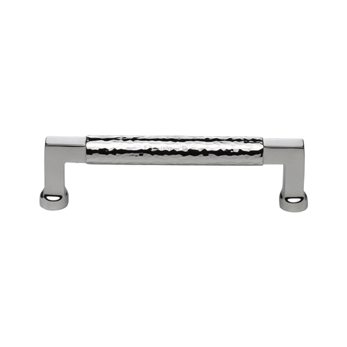 Heritage Brass Cabinet Pull Bauhaus Hammered Design 128mm CTC Polished Chrome