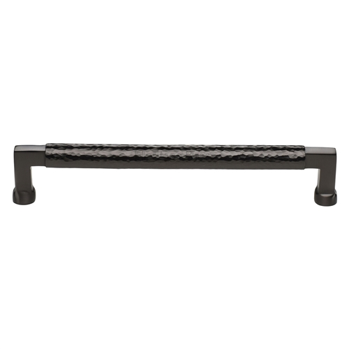 Heritage Brass Cabinet Pull Bauhaus Hammered Design 203mm CTC Matt Bronze