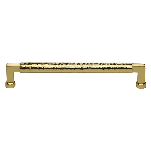 Heritage Brass Cabinet Pull Bauhaus Hammered Design 203mm CTC Polished Brass