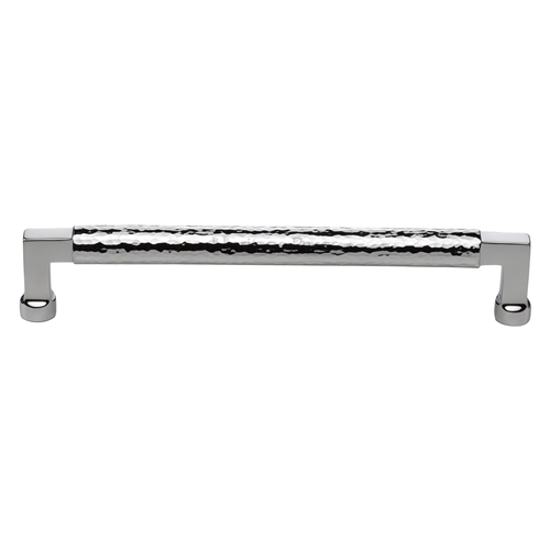Heritage Brass Cabinet Pull Bauhaus Hammered Design 203mm CTC Polished Chrome