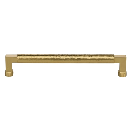 Heritage Brass Cabinet Pull Bauhaus Hammered Design 203mm CTC Satin Brass