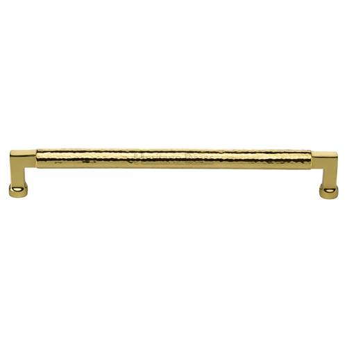 Heritage Brass Cabinet Pull Bauhaus Hammered Design 254mm CTC Polished Brass