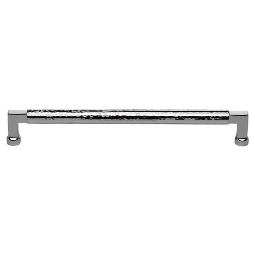 Heritage Brass Cabinet Pull Bauhaus Hammered Design 254mm CTC Polished Chrome