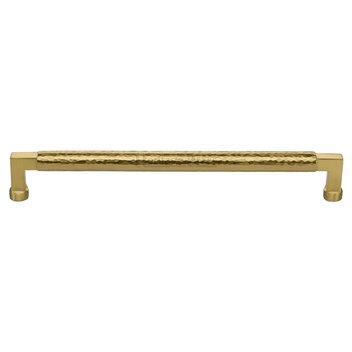 Heritage Brass Cabinet Pull Bauhaus Hammered Design 254mm CTC Satin Brass