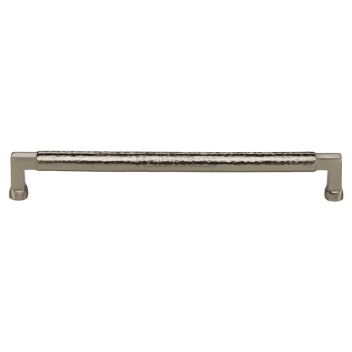 Heritage Brass Cabinet Pull Bauhaus Hammered Design 254mm CTC Satin Nickel