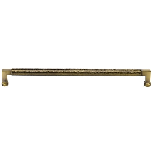 Heritage Brass Cabinet Pull Bauhaus Hammered Design 320mm CTC Antique Brass