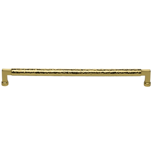 Heritage Brass Cabinet Pull Bauhaus Hammered Design 320mm CTC Polished Brass