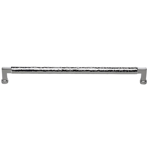 Heritage Brass Cabinet Pull Bauhaus Hammered Design 320mm CTC Polished Chrome