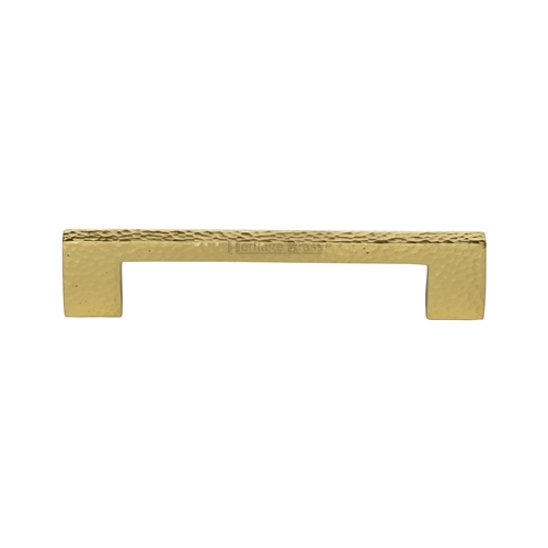 Heritage Brass Cabinet Pull Metro Hammered Design 128mm CTC Polished Brass