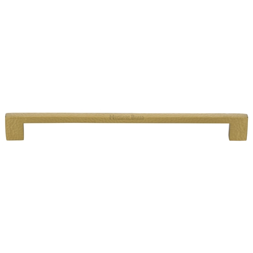 Heritage Brass Cabinet Pull Metro Hammered Design 256mm CTC Satin Brass