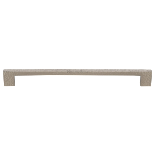 Heritage Brass Cabinet Pull Metro Hammered Design 256mm CTC Satin Nickel