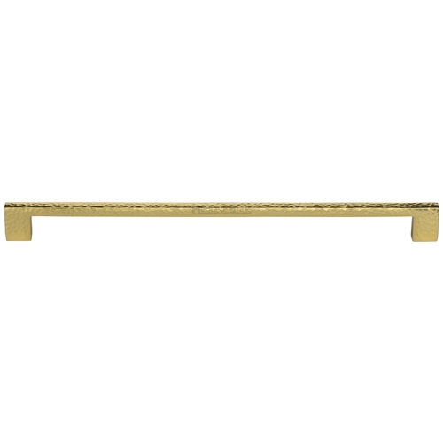 Heritage Brass Cabinet Pull Metro Hammered Design 320mm CTC Polished Brass