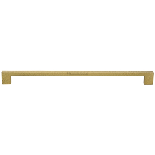 Heritage Brass Cabinet Pull Metro Hammered Design 320mm CTC Satin Brass
