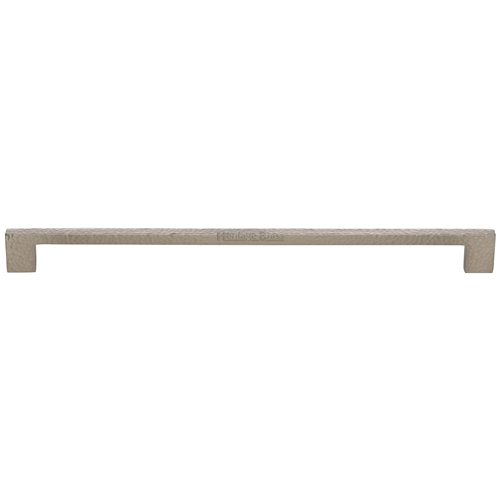 Heritage Brass Cabinet Pull Metro Hammered Design 320mm CTC Satin Nickel