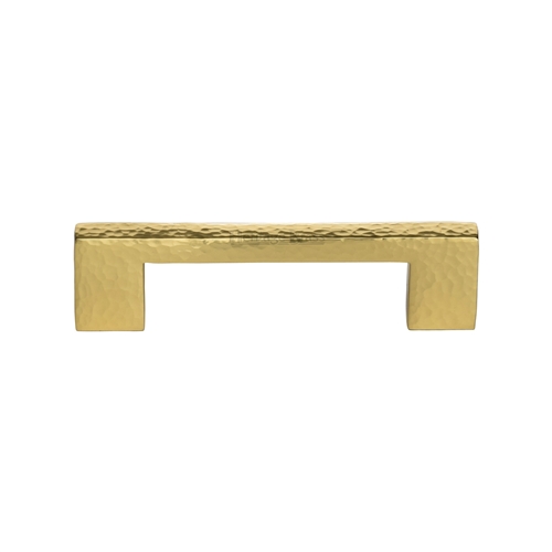 Heritage Brass Cabinet Pull Metro Hammered Design 96mm CTC Polished Brass