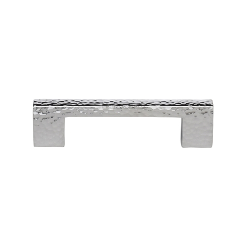 Heritage Brass Cabinet Pull Metro Hammered Design 96mm CTC Polished Chrome