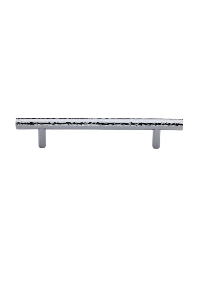 Heritage Brass Cabinet Pull T-Bar Hammered Design 101mm CTC Polished Chrome