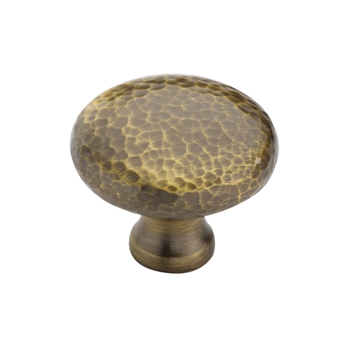 Heritage Brass Cabinet Knob Victorian Round Hammered Design 38mm Antique Brass
