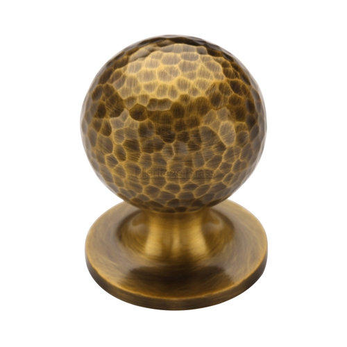 Heritage Brass Cabinet Knob Ball Hammered Design 38mm Antique Brass