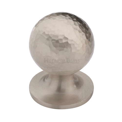 Heritage Brass Cabinet Knob Ball Hammered Design 25mm Satin Nickel