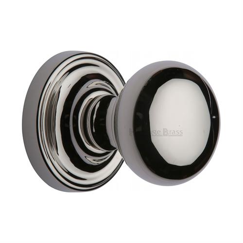 Heritage Brass HAM8361-PNF Mortice Knob on Rose Hampstead Design Polished Nickel finish