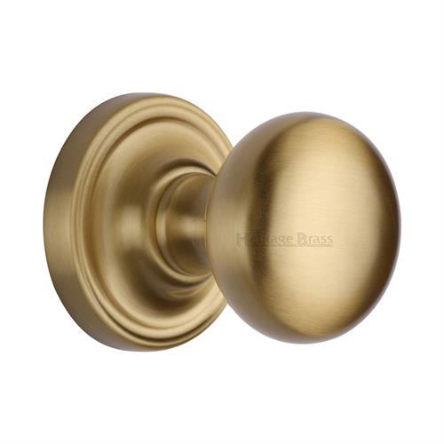 Heritage Brass HAM8361-SB Mortice Knob on Rose Hampstead Design Satin Brass finish