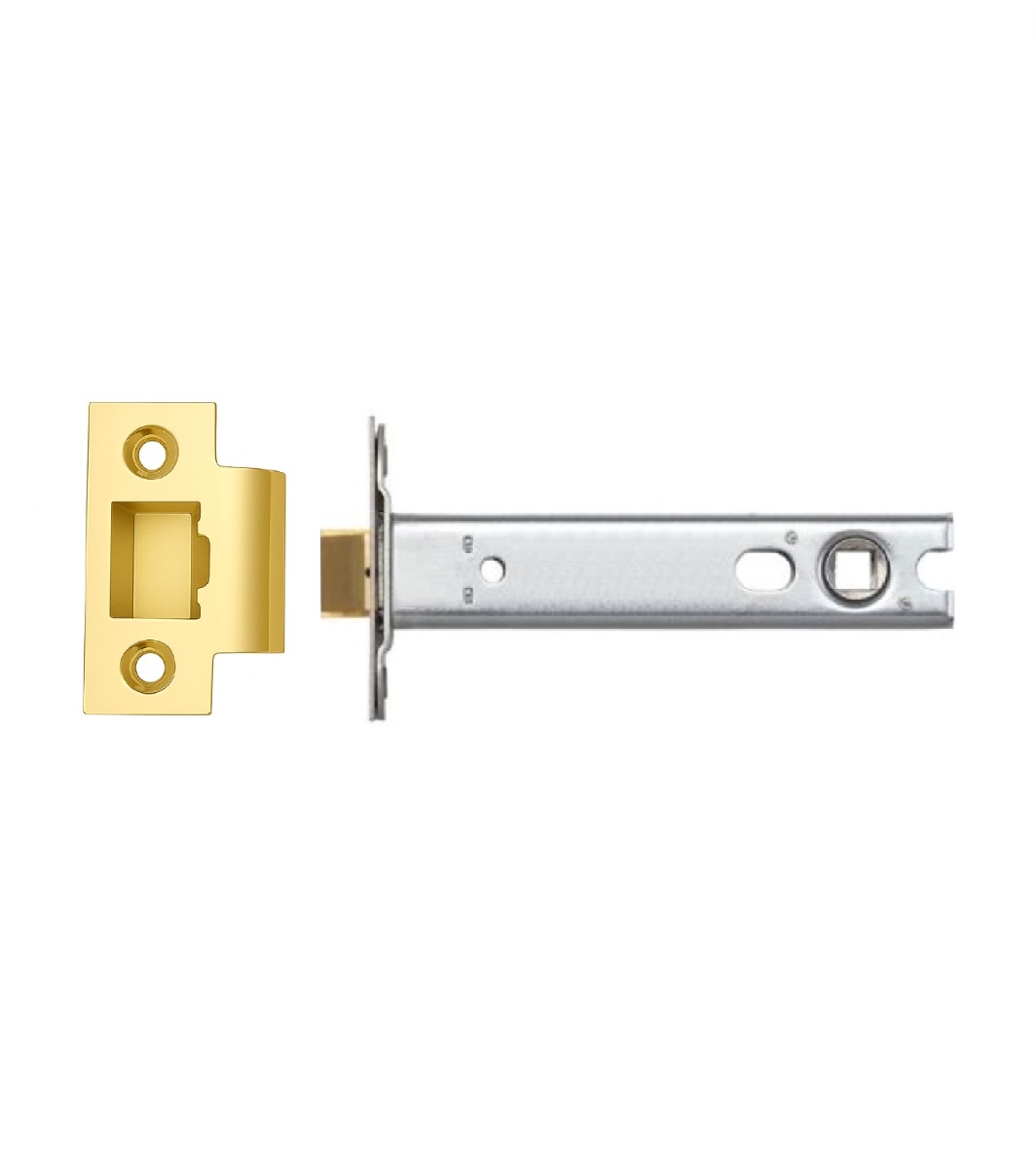 Ironzone Heavy Duty Bolthrough Tubular Latch 102mm with 83mm Backset Polished Brass