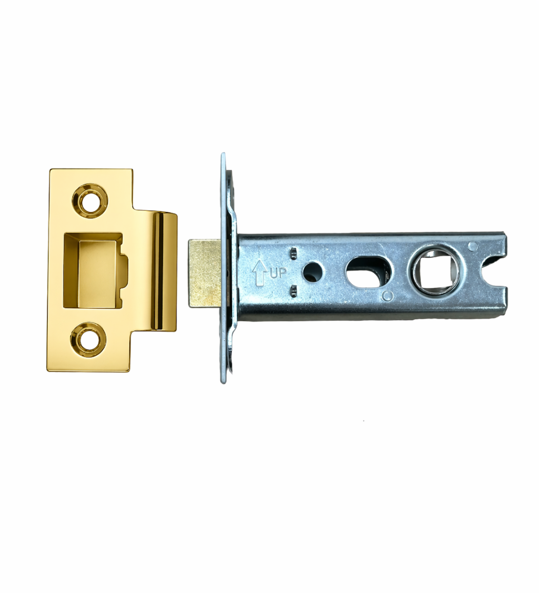 Ironzone Heavy Duty Bolthrough Tubular Latch 64mm with 44mm Backset Polished Brass