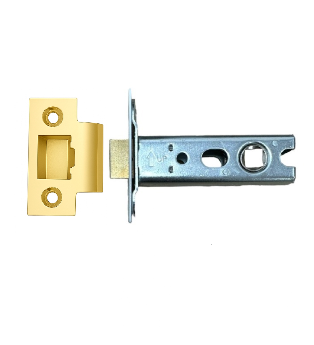 Ironzone Heavy Duty Bolthrough Tubular Latch 64mm with 44mm Backset Polished Brass