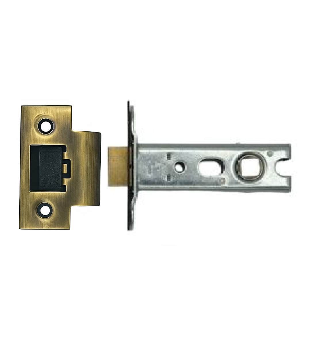 IRONZONE Heavy Duty Bolthrough Tubular Latch 76mm with 56mm Backset Antique Brass