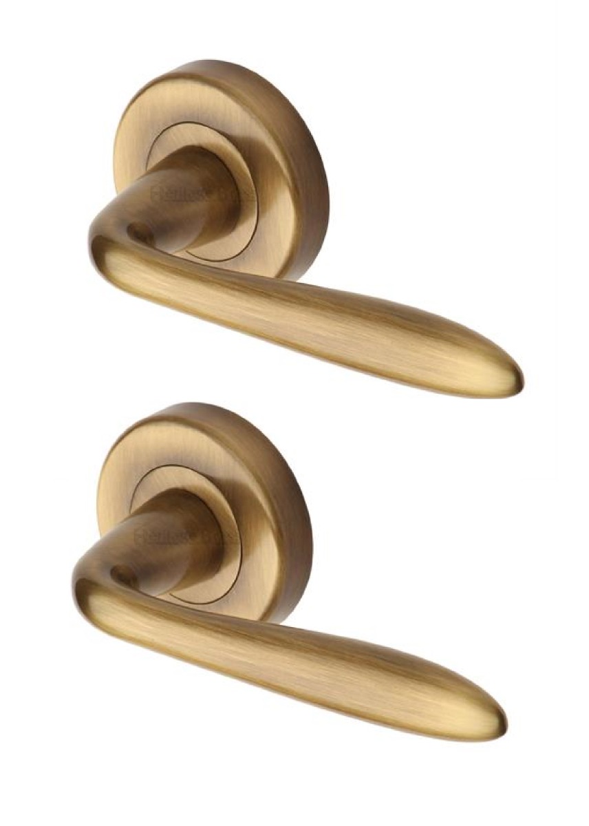 Heritage Brass V1750-AT Door Handle Lever Latch on Round Rose Sutton Design Antique finish