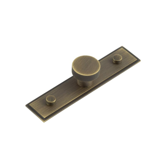Frelan Hoxton Wenlock Cupboard Knob on Back Plate 30mm Antique Brass HOX130AB-HOX6090AB