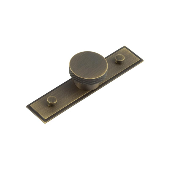 Frelan Hoxton Wenlock Cupboard Knob on Back Plate 40mm Antique Brass HOX140AB-HOX6090AB