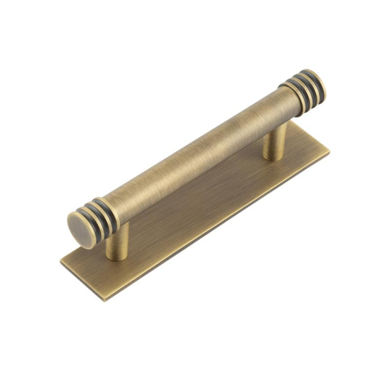 Frelan Hoxton Sturt Cabinet Handle on Back Plate 96mm cc Antique Brass HOX450AB-HOX5050AB
