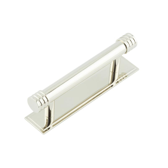 Frelan Hoxton Sturt Cabinet Handle on Back Plate 96mm cc Polished Nickel HOX450PN-HOX6050PN