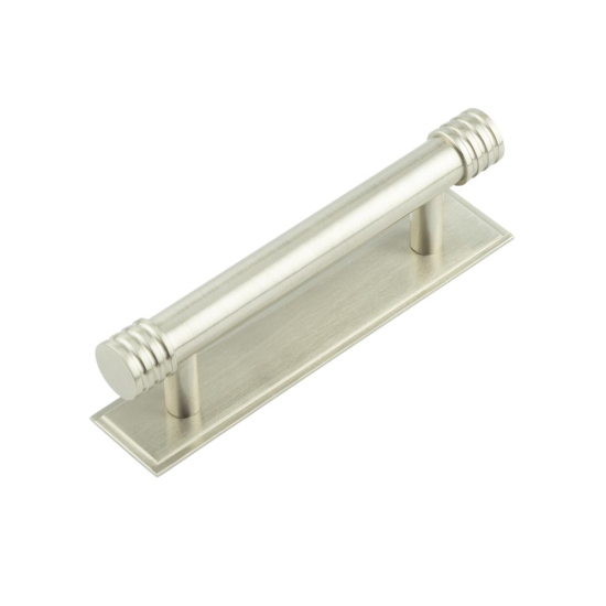 Frelan Hoxton Sturt Cabinet Handle on Back Plate 96mm cc Satin Nickel HOX450SN-HOX6050SN