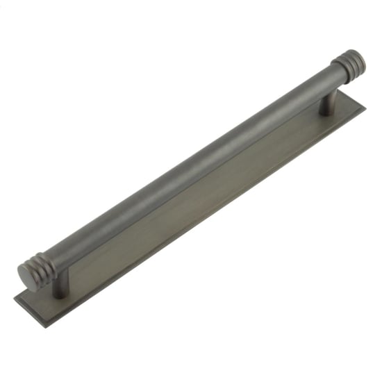 Frelan Hoxton Sturt Cabinet Handle on Back Plate 224mm cc Dark Bronze HOX460DB-HOX6060DB