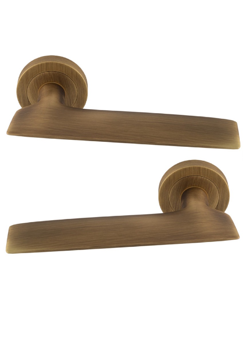 Manital Hygge due Door Handle on Round Rose - Antique Brass