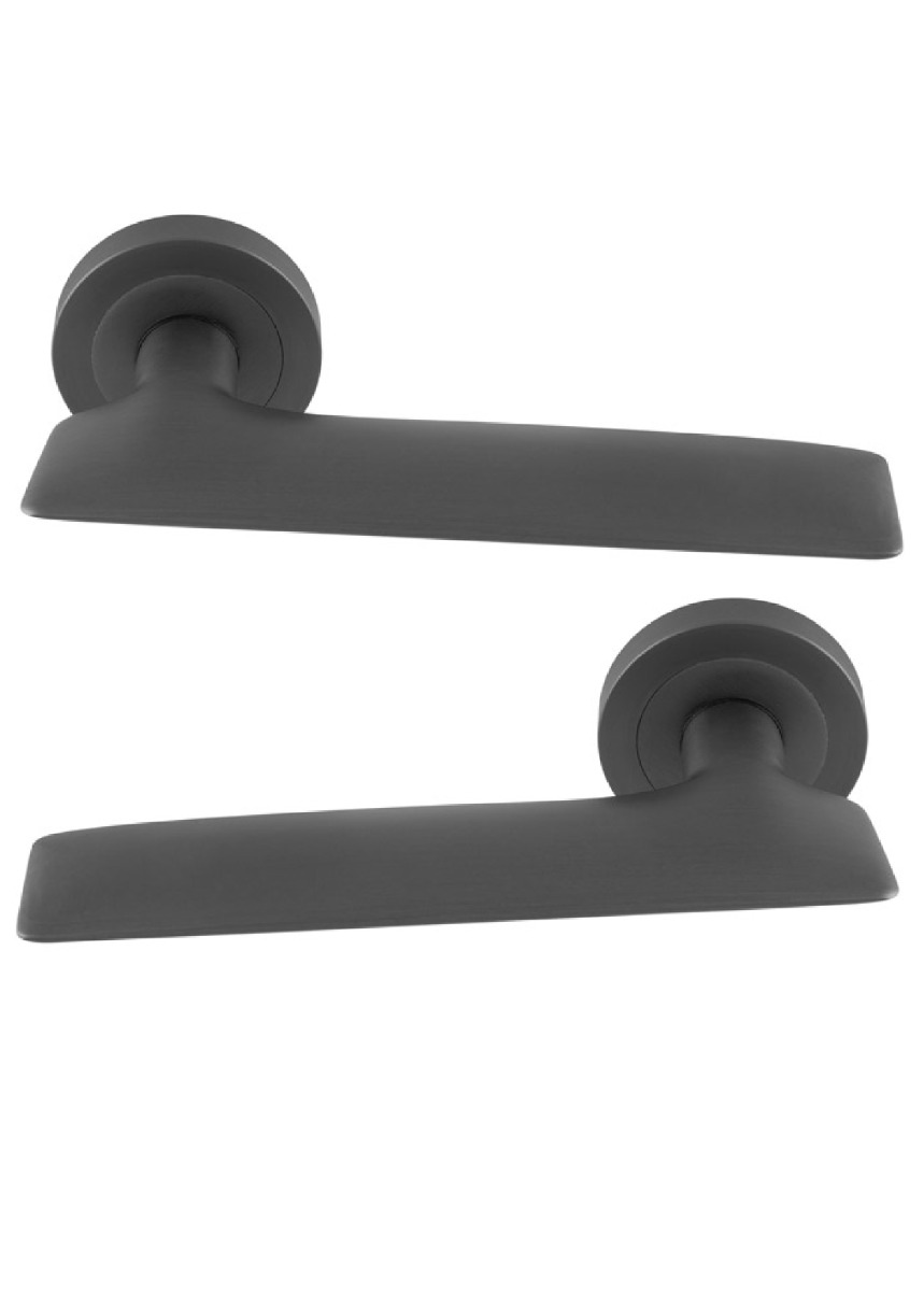 Manital Hygge due Door Handle on Round Rose - Anthracite