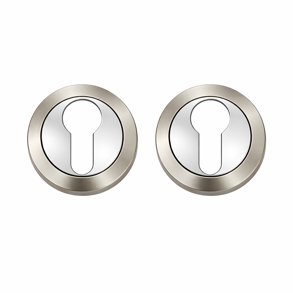 IRONZONE IRZ001CPSN Euro Profile Escutcheon 50mm - Polished Chrome / Satin Nickel