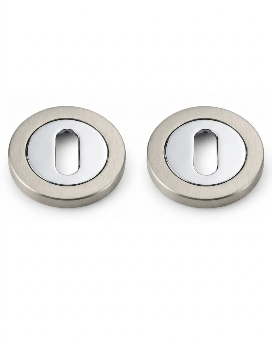 IRONZONE IRZ002CPSN Keyhole Profile Escutcheon 50mm - Polished Chrome/Satin Nickel